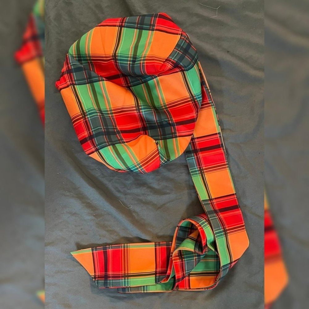 African Print Wax Headwrap Scarf Bonnet - Green Yellow Orange - 2 for $40
